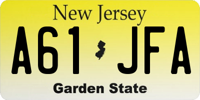 NJ license plate A61JFA