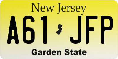 NJ license plate A61JFP