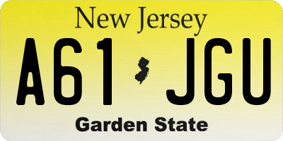 NJ license plate A61JGU