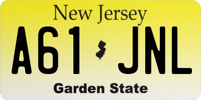 NJ license plate A61JNL