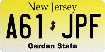 NJ license plate A61JPF