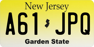 NJ license plate A61JPQ