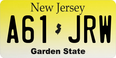 NJ license plate A61JRW