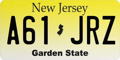 NJ license plate A61JRZ