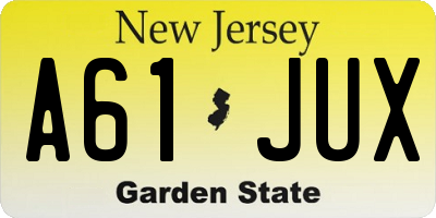 NJ license plate A61JUX