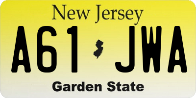 NJ license plate A61JWA