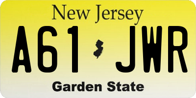 NJ license plate A61JWR