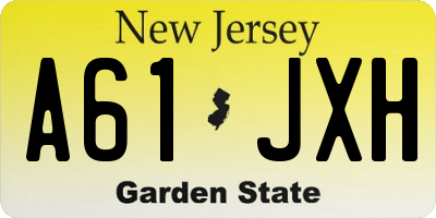 NJ license plate A61JXH
