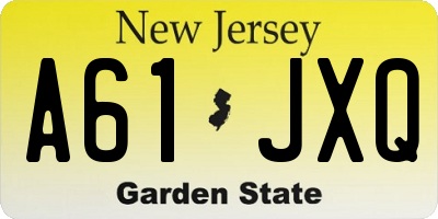 NJ license plate A61JXQ
