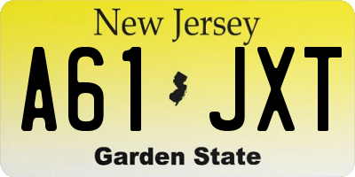 NJ license plate A61JXT