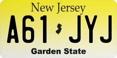 NJ license plate A61JYJ