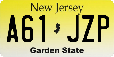 NJ license plate A61JZP