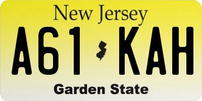 NJ license plate A61KAH
