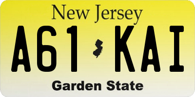 NJ license plate A61KAI