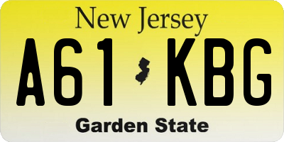 NJ license plate A61KBG