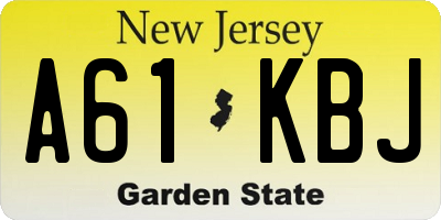 NJ license plate A61KBJ