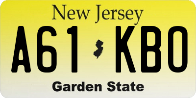 NJ license plate A61KBO
