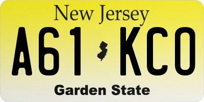 NJ license plate A61KCO