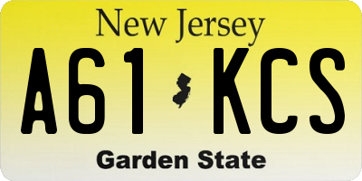 NJ license plate A61KCS