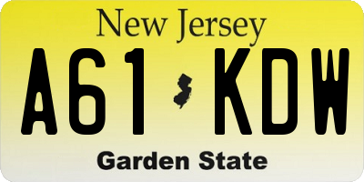 NJ license plate A61KDW