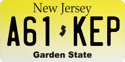 NJ license plate A61KEP
