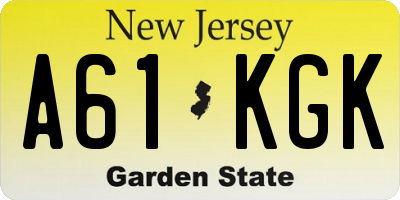 NJ license plate A61KGK