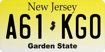 NJ license plate A61KGO