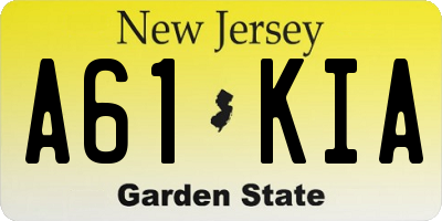 NJ license plate A61KIA