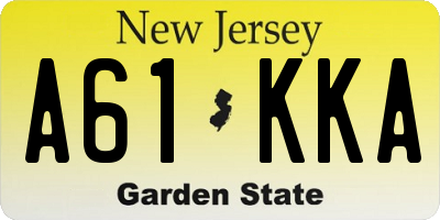 NJ license plate A61KKA