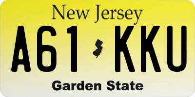 NJ license plate A61KKU