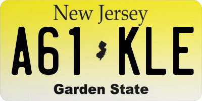 NJ license plate A61KLE