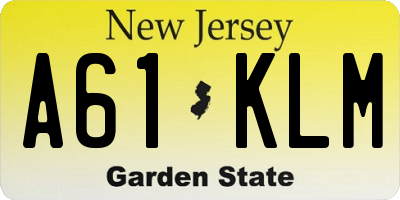 NJ license plate A61KLM