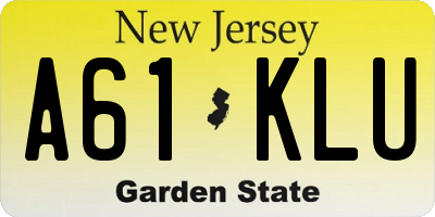 NJ license plate A61KLU