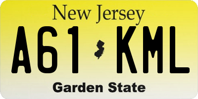 NJ license plate A61KML