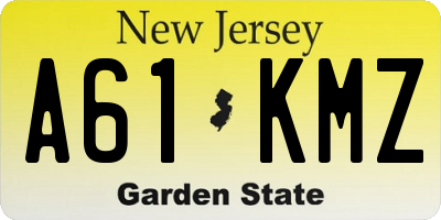 NJ license plate A61KMZ