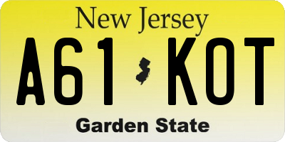 NJ license plate A61KOT
