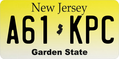 NJ license plate A61KPC