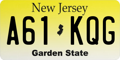 NJ license plate A61KQG