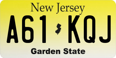 NJ license plate A61KQJ