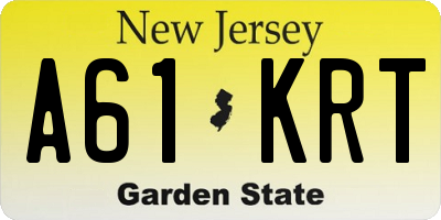 NJ license plate A61KRT