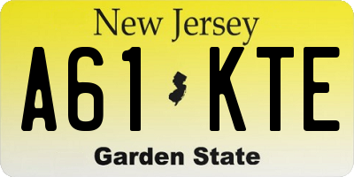 NJ license plate A61KTE