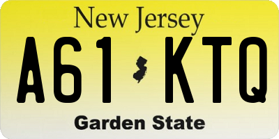 NJ license plate A61KTQ