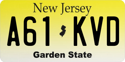 NJ license plate A61KVD