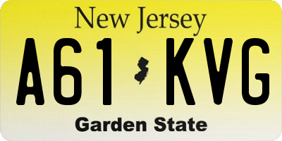 NJ license plate A61KVG