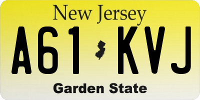 NJ license plate A61KVJ