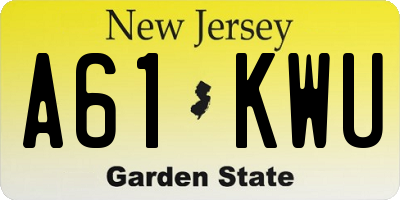 NJ license plate A61KWU