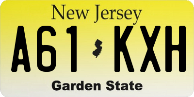 NJ license plate A61KXH