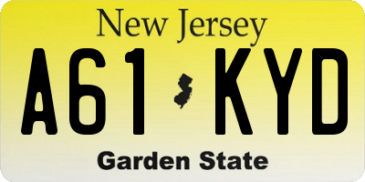NJ license plate A61KYD