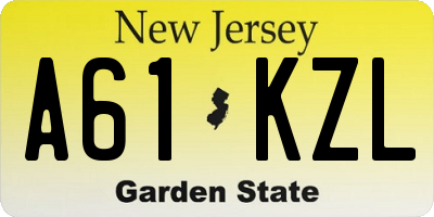 NJ license plate A61KZL