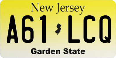 NJ license plate A61LCQ
